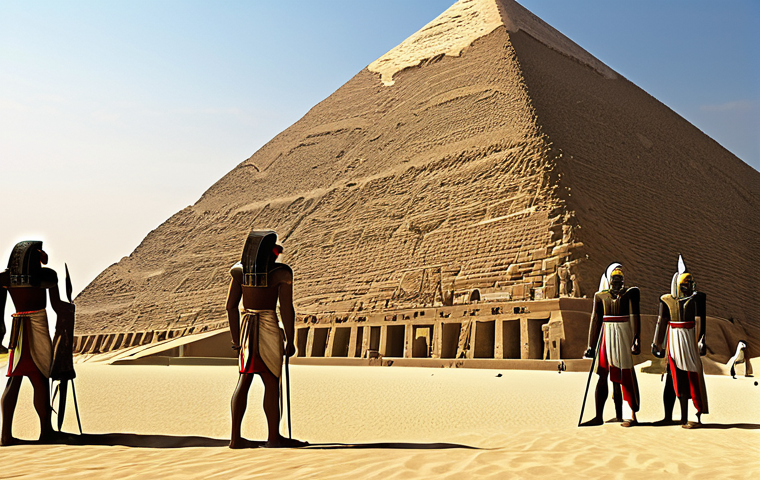 **Ancient Egypt:** "Historical scene depicting ancient Egyptian civilization with pharaohs and pyramids, fully clothed figures in appropriate attire, safe for work, perfect anatomy, natural proportions, professional illustration, high quality."